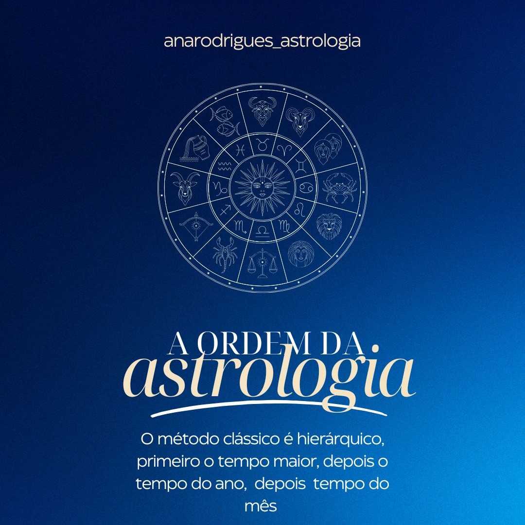 O método clássico é hierárquico: primeiro o tempo maior, depois o tempo do ano, depois o tempo do mês — e só então o momento.

Quando essa hierarquia é invertida, a astrologia perde sua natureza de leitura da ordem do mundo e passa a funcionar como um comentário simbólico do noticiário. 

A ironia é que o método nunca esteve tão acessível: textos, efemérides, softwares, traduções, e ainda assim há uma atenção além da média aos trânsitos diários. 

A astrologia não existe para correr atrás dos fatos, mas para escutar o ritmo invisível que os governa.

#astrologia #astrologiaclassica #anarodrigues_astrologa