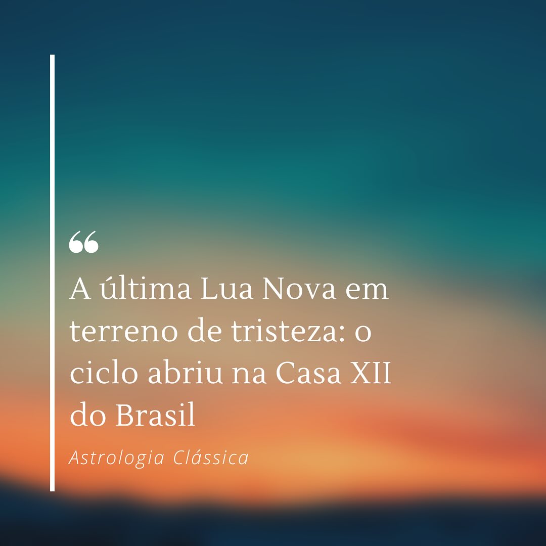 A última Lua Nova ocorreu na Casa XII do mapa do Brasil — setor que, na tradição astrológica, está ligado ao sofrimento, ao infortúnio, às perdas, aos abismos e aos lugares de exclusão como hospitais e prisões. 
Natural que esse ciclo tenha se inaugurado sob um clima de comoção coletiva, simbolizado pelo trágico episódio da brasileira que caiu de um penhasco em um vulcão na Indonésia, e pelo tema da anistia, na pauta de manifestação na última semana no país.

Minha mente, inicialmente, se voltou a algo mais amplo e sombrio, como o conflito entre Israel e Irã — onde, felizmente, houve uma trégua, mas os ataques na faixa de Gaza se intensificaram. Nem sempre conseguimos prever com exatidão o fato, mas o clima que o antecede e o envolve, este sim, pode ser observado com clareza.

E é justamente por isso que prefiro a divisão das casas por quadrantes, um sistema espacial e temporal, ligado à rotação da Terra e à experiência concreta do céu.: ela reflete com maior fidelidade os movimentos do céu e os tons sutis que antecedem os eventos do mundo sublunar. 

Para alguns cálculos os signos inteiros são interessantes também.

#astrologiatradicional #luanova #casaxii #mapadobrasil #casasporquadrantes #astrologia