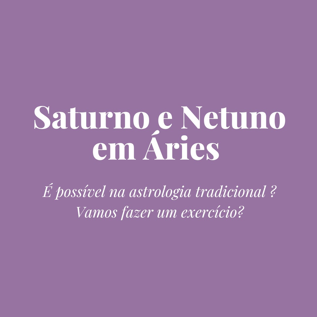 É legítimo perguntar se uma conjunção como Saturno–Netuno pode ser analisada sob a ótica da astrologia tradicional. E a resposta honesta é: com dificuldade, mas não sem método. O problema não é Saturno — o problema é Netuno.

A astrologia tradicional trabalha com naturezas definidas e participação clara na ordem celeste. Netuno não possui estes critérios. Mesmo sua associação moderna ao signo de Peixes é simbólica, não técnica. Por isso, qualquer tentativa de leitura tradicional precisa começar reconhecendo esse limite.

Ainda assim, é possível fazer um exercício coerente. Na astrologia tradicional, quando dois planetas estão em conjunção, o mais pesado e mais lento molda a natureza do encontro. Ele impõe sua qualidade ao outro. Netuno é mais lento, mais distante e mais pesado que Saturno. Logo, Netuno domina a conjunção.

A conjunção ocorre em Áries, signo de fogo, cardinal. Para Saturno, é um signo de queda, um lugar de fraqueza e perda de autoridade.

Temos então uma combinação delicada: um planeta de dissolução (Netuno) dominando um planeta de rigidez e tempo (Saturno) em um signo que rejeita contenção.

Na tradição, a força de um planeta é avaliada por dignidades, seita, gênero, entre outros pontos. Netuno não participa desse sistema. Ele domina pelo peso, mas não possui estrutura para sustentar aquilo que domina.
O resultado é paradoxal: o planeta que governa a conjunção não tem forma, enquanto o planeta da forma (Saturno) está debilitado.

Essa conjunção indicaria uma fase em que as estruturas da realidade ficariam porosas.

Isso poderia se manifestar como: novas espiritualidades, novas formas de trabalho, menos vínculo, tecnologias que criam realidades paralelas (como IA e mundos virtuais). 

Mas também: confusão entre o real e o ilusório, perda de critérios, espiritualidade difusa, instituições que existem mais como narrativa do que como estrutura real. Os grande blocos do mundo [econômicos, políticos, etc] perdendo suas importâncias e funções.

A conjunção Saturno–Netuno pode ser observada pela ótica tradicional, mas ela revela justamente os limites do pensamento moderno: um planeta que governa sem forma, e um planeta da forma enfraquecido.
